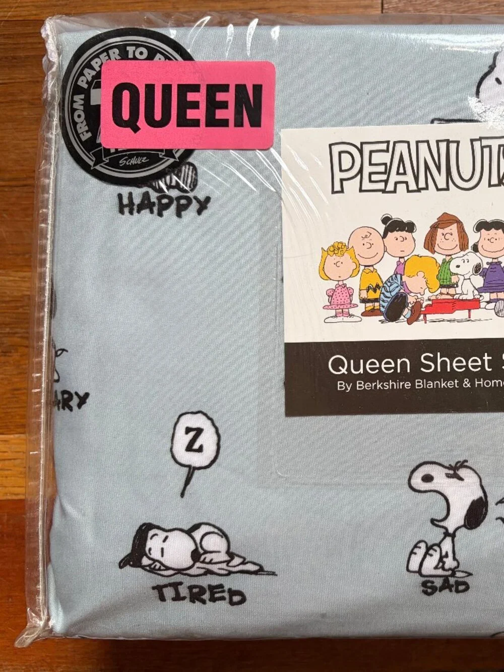 New Peanuts Snoopy Many Emotions Queen Size Sheet Set (blue background)